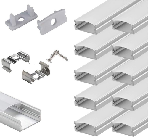 10 canales led aluminio 2 metros forma u con tapas y clips instalacion - Picture 10 of 12