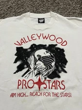 Vintage 90’s Single Stitch Vallywood Pro Star White T Shirt Size Large Vtg Rare