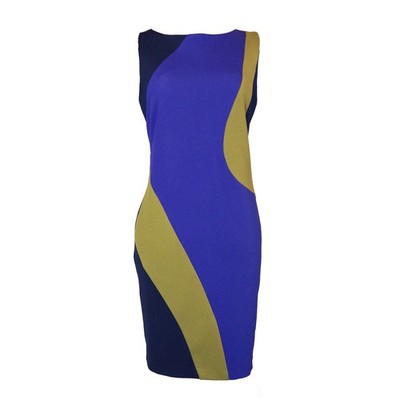 Blue Sand Made in Italy Blue Purple Green Color Block Short Sheath Dress Sz  XL | eBay