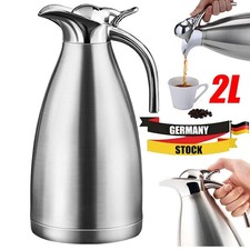 2L Isolierkanne Edelstahl Thermoskanne Thermokanne Kaffeekanne Teekanne Kanne