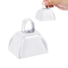 2pcs Cow Bells for Football Games, 3inch Cowbells for Sporting Events, White