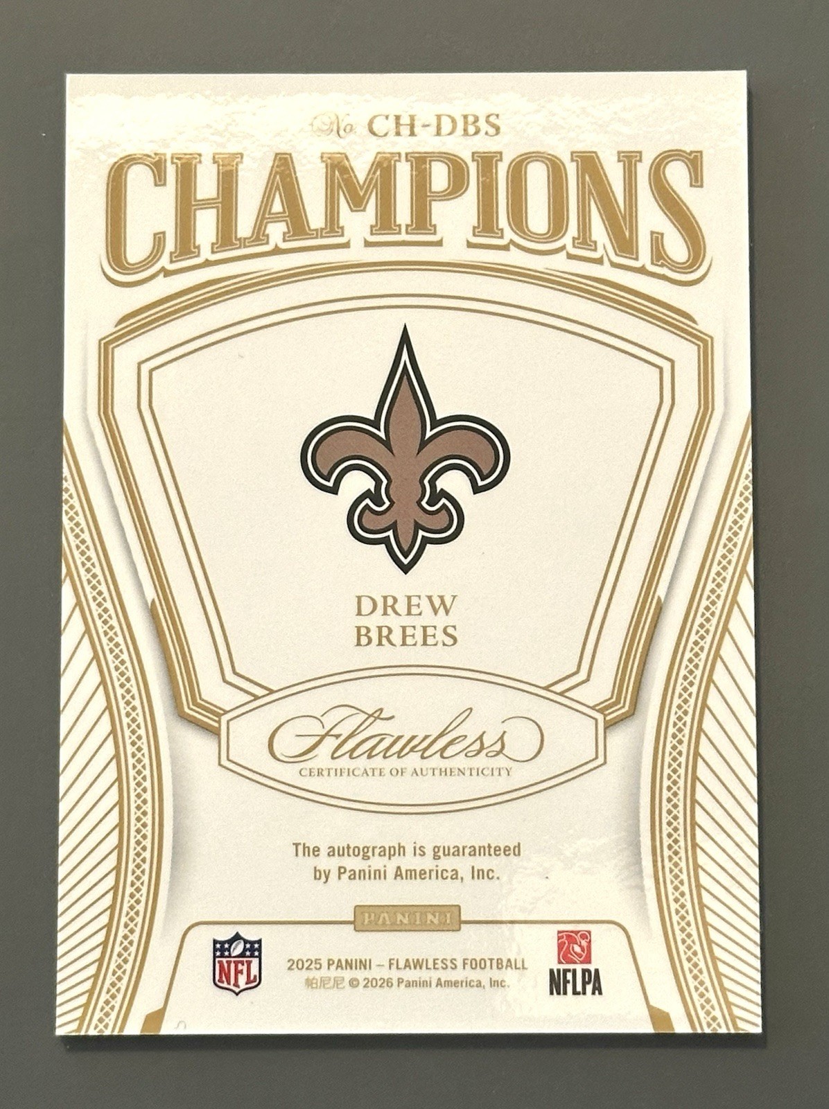 2025 Panini Flawless Champions Autograph DREW BREES Silver /20 Auto SAINTS HOF view 2