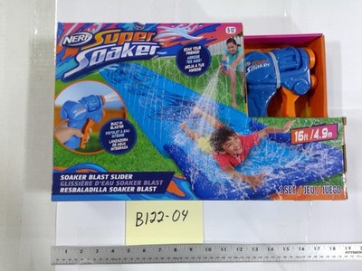 NERF Super Soaker Soaker Blast Slider Pool Water Slide Toy 5-12 16ft Blue New