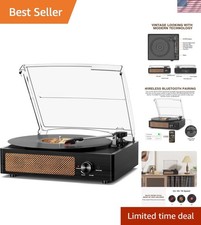 Record Player for Vinyl with 2 Build-in Speakers LP Vinyl Players Belt-Driven...