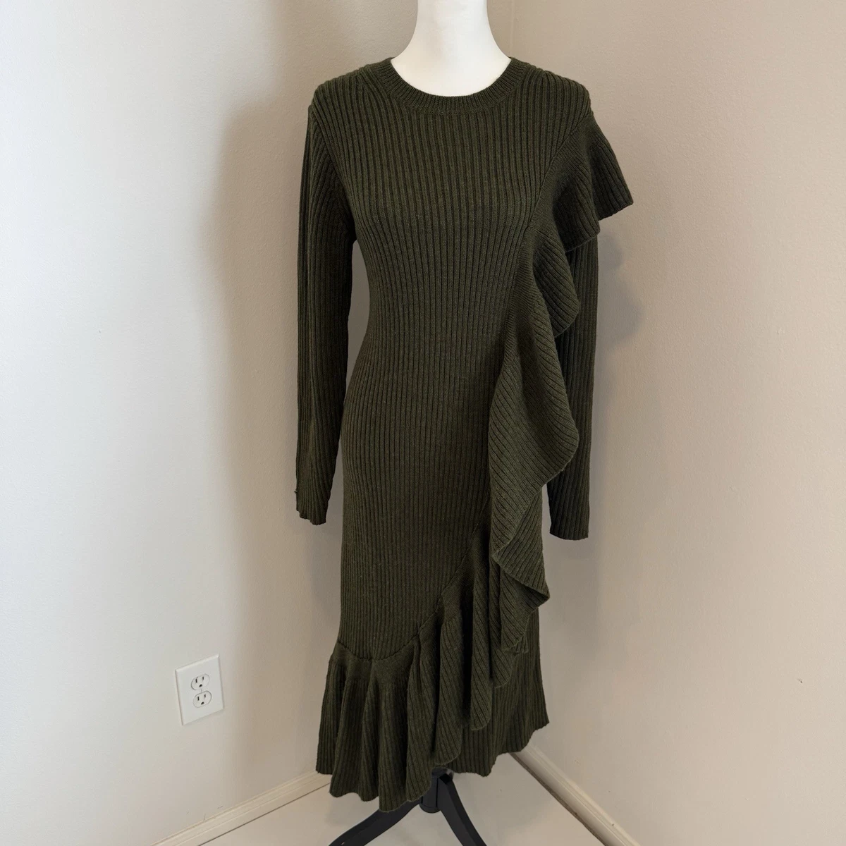 gold knitted wrap dress A-line Sleeveless Gold Trim Knit Wrap Midi Dress  RK Collections Boutique