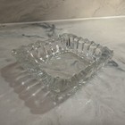 Vintage Mid-Century Clear Glass Square Ashtray with Sawtooth Rim  — photo 4