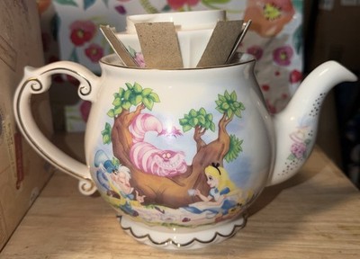 Disney Alice In Wonderland Porcelain Teapot Disney Parks Mad Hatter Cheshire Cat