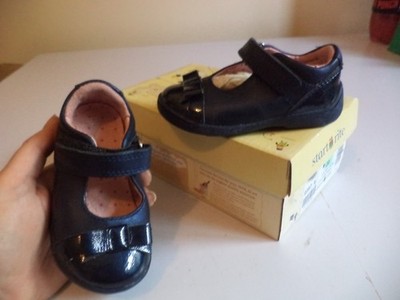 clarks girls start-rite super soft bow navy leather Shoes baby size 4 4F EU 20