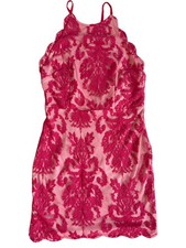 Xenia Boutique Inka Red Lace Halter Cross Tie Back Cocktail Dress Womens Size 8