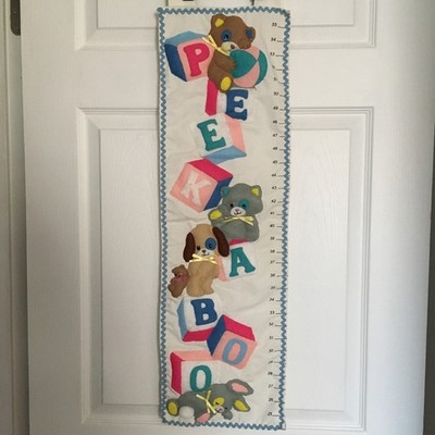 NEW! Vintage Children s Height Growth Chart / 3D Puffy Animals & Blocks Handmade