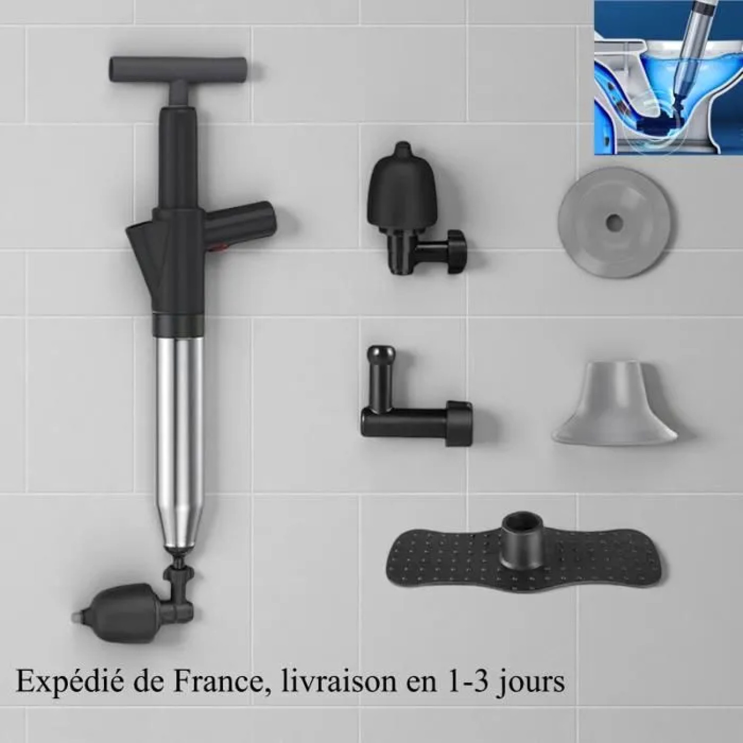 Déboucheur haute pression de canalisation et drain de sol noir