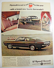 1966 67 Plymouth Barracuda Print Ad Sports Barracuda W383 V-8 1966 67 Plymouth Barracuda Print Ad Sports Barracuda W383 V-8