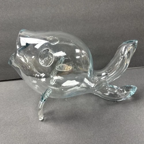 Vintage Clear Blenko Blown Glass Fish Vase, 11.75" L x 7.5H