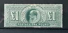 GB KING EDWARD VII SG 266 £1 DULL BLUE GREEN M/MINT