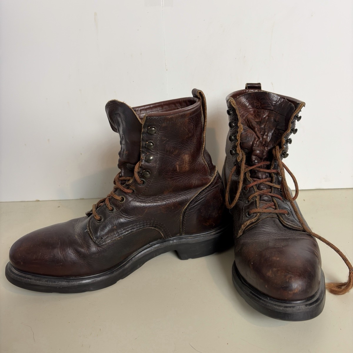 RED WING Brown Leather Boots Mens 10 USA Made VTG 90s Y2K Chunky