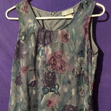 Vintage K.C. Spencer Multicolor Floral Sleeveless Scoop Neck Zip Maxi Dress Size