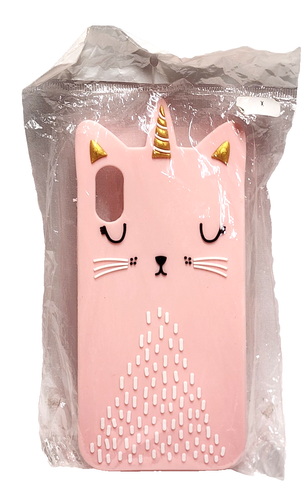 Neu iPhone X/XS 5,8" Hülle süß rosa & gold Einhorn Katze Katze weich Silikon weiß - Bild 2 von 20