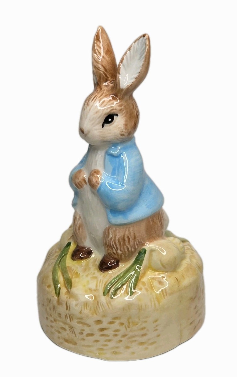 Vintage 1988 Beatrix Potter Music Box Figurine Cottontail Rabbit