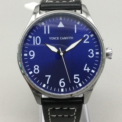 Vince Camuto Mens Watch 41mm Blue Dial Silver Tone Black Leather VCW2100M Vince Camuto Mens Watch 41mm Blue Dial Silver Tone Black  main image 2