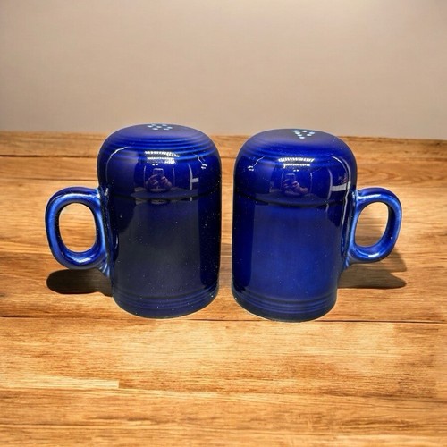 Fiestaware Cobalt Blue Range Stove Top Salt Pepper Shakers Handles Retired