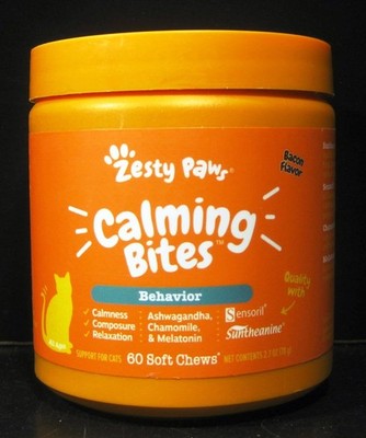 Zesty Paws Calming Bites For Cats Behavior Bacon Flavor Exp 01/2027+