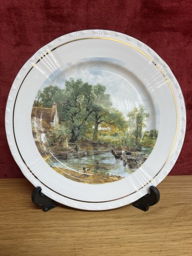 Polly Anna Fine Bone China Plate River Scene House Trees Horses Made England - Foto 1 di 11