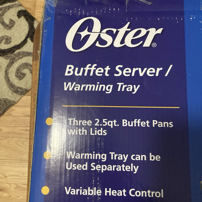 Oster Buffet Server Food Warmer, 3 Trays W Lids, 2.5 Quart