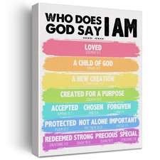 Christian Kids Affirmations Wall Art Canvas Painting Bible Verse Print Framed...