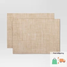 2pk Placemat Tan Heathered Vinyl - Threshold™