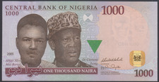 Nigeria 1000 Naira  2005 AU-UNC  P. 36,  Banknote, Uncirculated