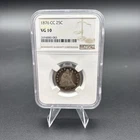 1876-CC Seated Liberty Quarter 25c Coin, Carson City, 90% Silver NGC VG10