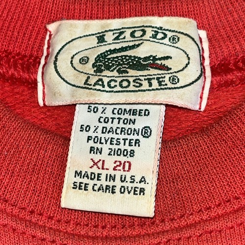 Rare Izod Lacoste Sweatshirt Men XL Red Crew Neck Logo Distressed Vintage 1990s - Picture 6 of 14