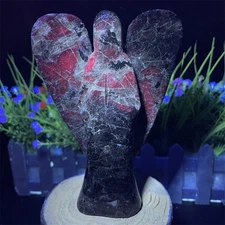 5.3" 1.4LB Natural Plum Blossom Tourmaline Angel Quartz Crystal Carving Energy 