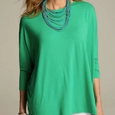 J. Jill Size XL Wearever NWT $79 Green Slub-Knit Stretch High Low Hem Top