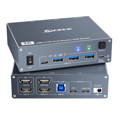 Kceve 2 Ports Mst Typ C Dual Monitorvkvm Switch KC KVM202CH KC KVM202CH