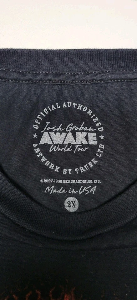 2007 Josh Groban Awake World Tour T-Shirt XXL Double Sided 2XL Black Official - Image 3 of 4