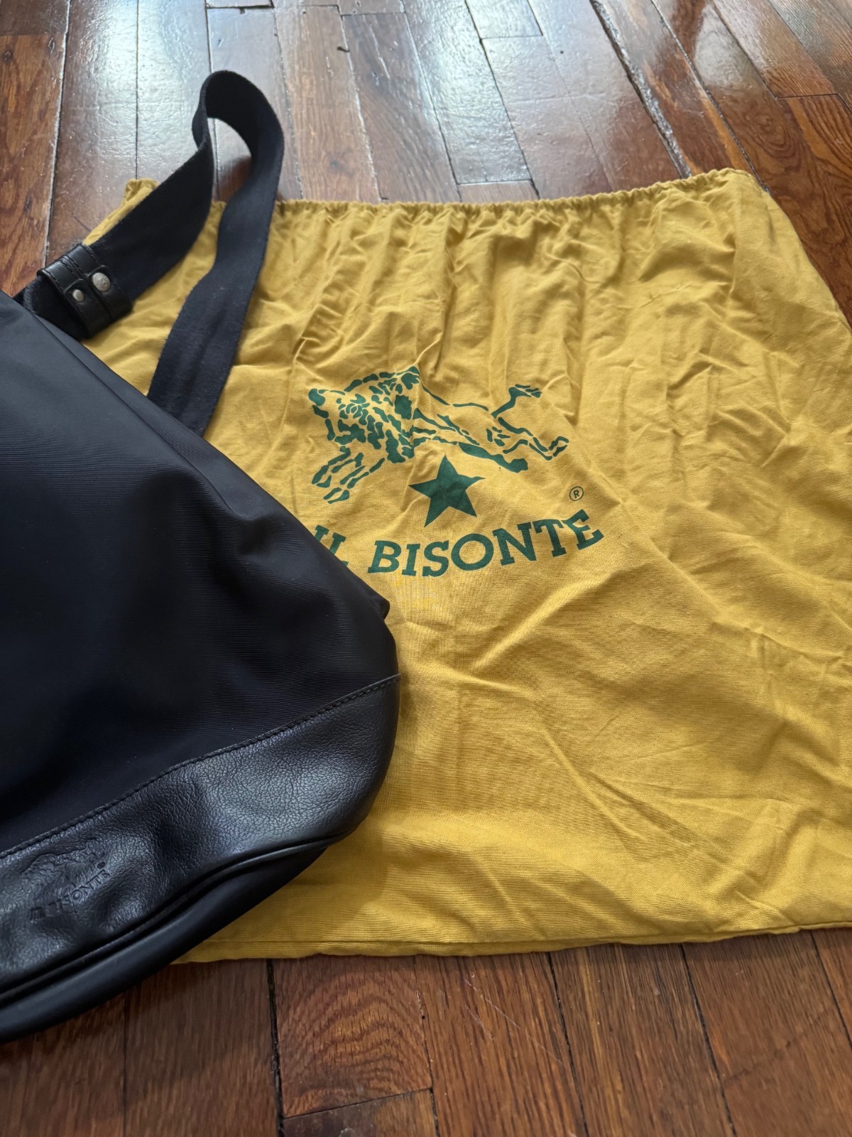 Il Bisonte black nylonand leather sling backpack - image 7