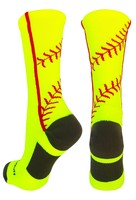 Softball Stitch Crew Socks Neon Yellow/red, Medium Softball Stitch Crew Socks Neon Yellow/red, Medium