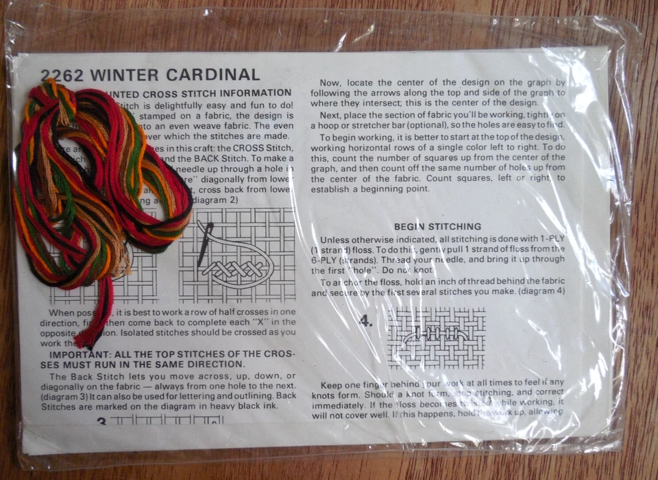 NEW  Vntg 1982 Creative Circle Cross Stitch Kit #2262 "Winter Cardinal" Card/Env - Image 3 of 3