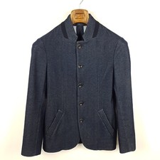 Armani Collezioni Sakko Herren Gr. 46 Blau Baumwolle Stretch Jacke Janker