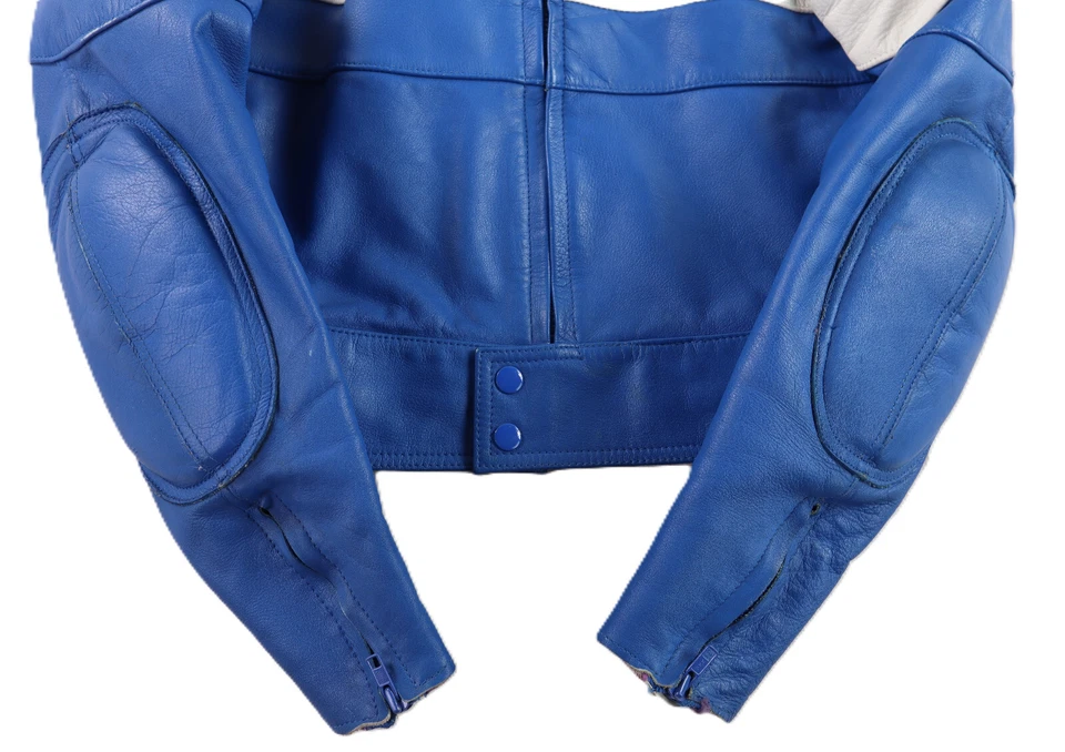 Chaqueta Acolchada De Colección Años 80 90 FOX RACING Hombre’s S Cuero Azul Motocicleta Motocross Foto 3 de 4