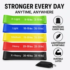 5 Resistance Bands Set for Exercise, Workout, Physical Therapy, Yoga & Rehab