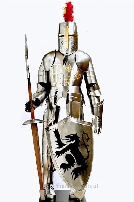Medieval Knight Full Body Wearable Combat Armor Crusader Costume Suit-image