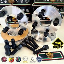 4 DISTANZIALI 16+16mm 4x100 56.6 + 16 BULLONI NERI PER GRANDE PUNTO E OPEL CORSA