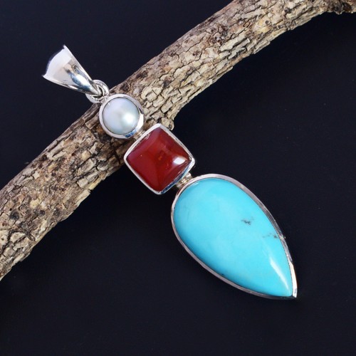 Handgefertigte Boho-Halskette Aus 925 Sterling Silber Mit Natürlichen Edelsteinen – Granat, Bernstein, Lapis & Perle