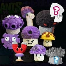 PVZ Crochet Plush Mushroom Doll – Handmade Plants vs Zombies Toy Gift