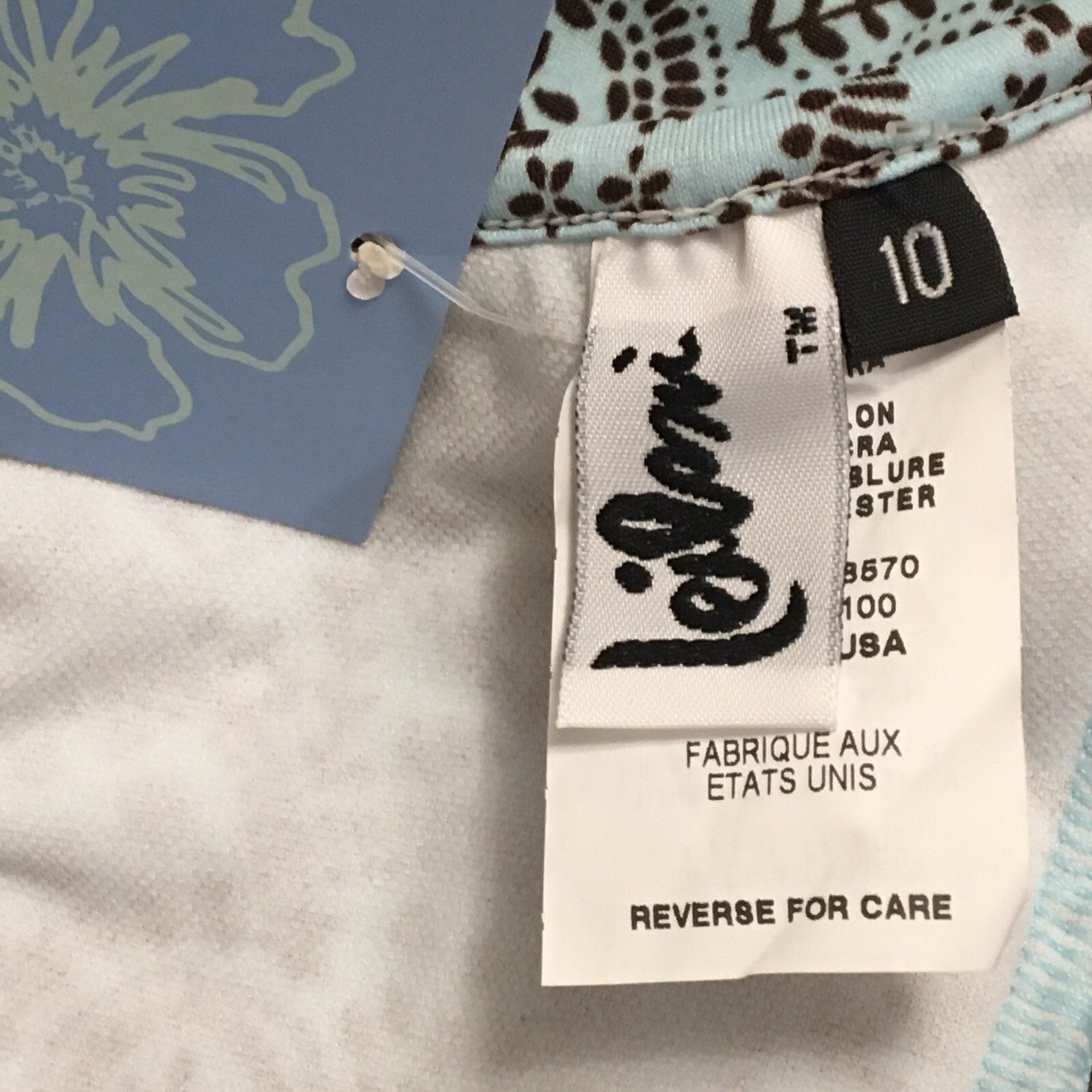 Quicksilver Leilani 2 Piece Tankini Aqua Print/Brown Trim Halter Top