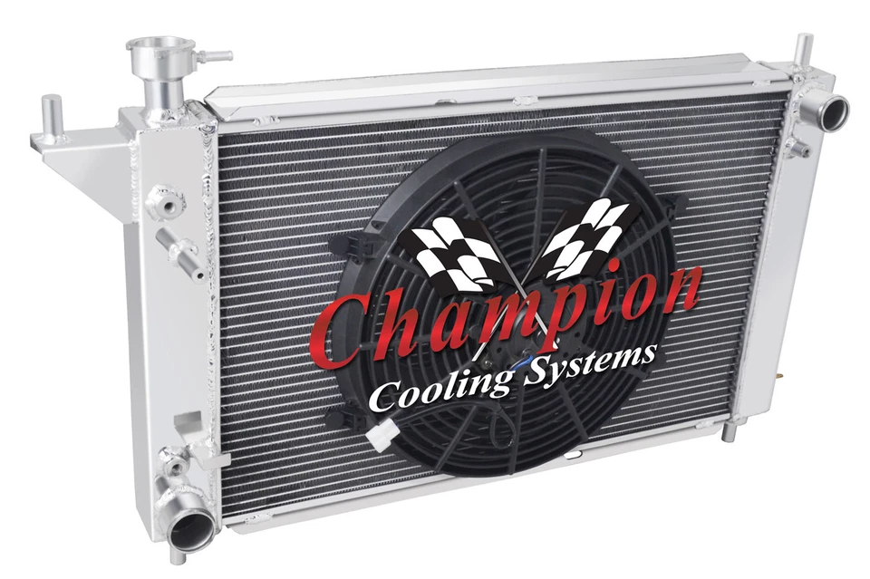 4 Row Kool Champion Radiator W/ 14" Fan for 1994 1995 1996 Ford Mustang Foto 3 de 4