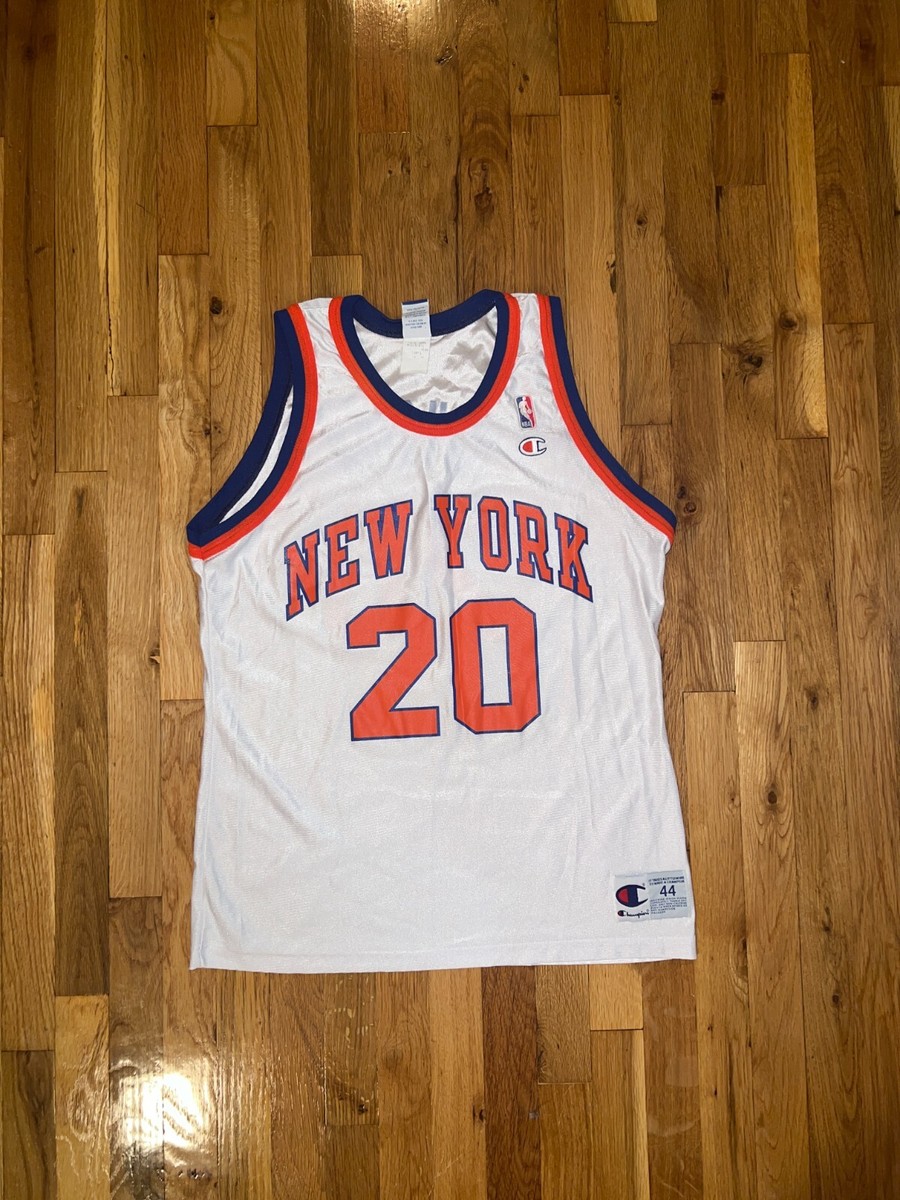 ALLAN HOUSTON New York Knicks White Champion Jersey 44 NBA Ewing