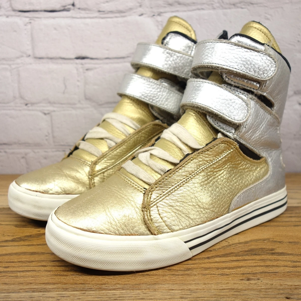 Supra Men s Size 5 TK Society Gold And Silver Shoe 389 eBay